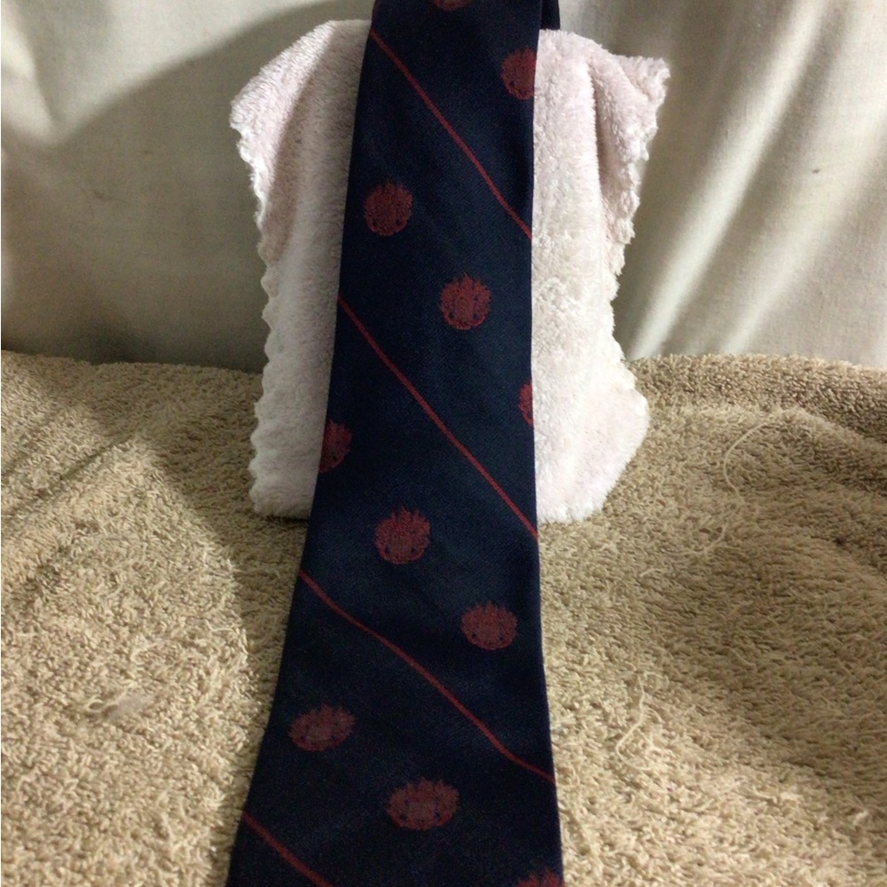 Navy Tie with Burgundy Dot and Stripe Pattern - Men's Accessory